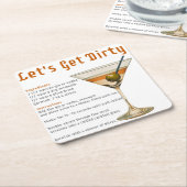 カクテルアワーダーティマルティーニレシピ スクエアペーパーコースター (アングル)