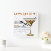 カクテルアワーダーティマルティーニレシピ スクエア壁時計 (ホーム)