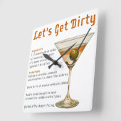 カクテルアワーダーティマルティーニレシピ スクエア壁時計 (傾斜)