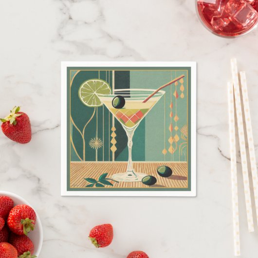 カクテルアワーマルティニミッドセンチュリーデザイン スタンダードカクテルナプキン (インサイチュ)