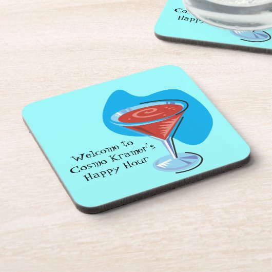 カクテルアワー_レトロ – スタイルコスモグラスパーソナライズされた コースター (左側)