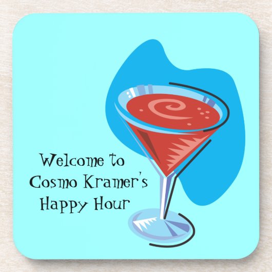 カクテルアワー_レトロ – スタイルコスモグラスパーソナライズされた コースター (正面)