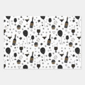 カクテルアートスター水玉模様金ゴールド白黒 ラッピングペーパーシート (正面)