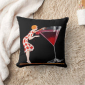 カクテルアートレッドホワイトブラックヴィンテージ付き女性 クッション (ブランケット)
