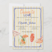 カクテルイエローストライプのブライダルシャワー 招待状 (正面)