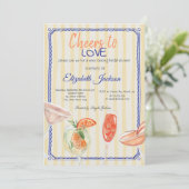 カクテルイエローストライプのブライダルシャワー 招待状 (スタンド正面)