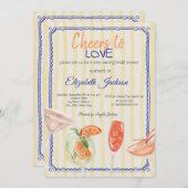 カクテルイエローストライプのブライダルシャワー 招待状 (正面/裏面)