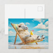 カクテルイラストレーション付きデッキチェアの羊 シーズンポストカード (正面/裏面)