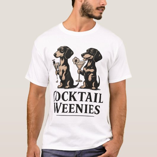 カクテルウィンナー面白いダックスフント Tシャツ (正面)