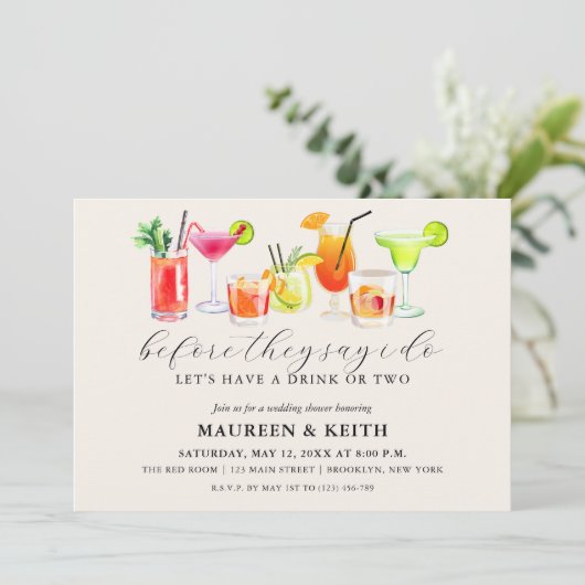 カクテルウェディングシャワー |婚約パーティ 招待状 (スタンド正面)