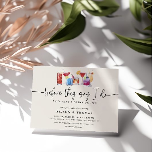 カクテルウェディングシャワー |婚約パーティ 招待状