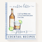 カクテルウォーターカラーレシピミックスドリンクラム ノートブック (正面)