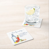 カクテルウォーターレシピミックスドリンク血メアリー スクエアペーパーコースター (インサイチュ)