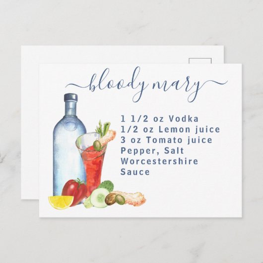 カクテルウォーターレシピミックスドリンク血メアリー ポストカード (正面/裏面)