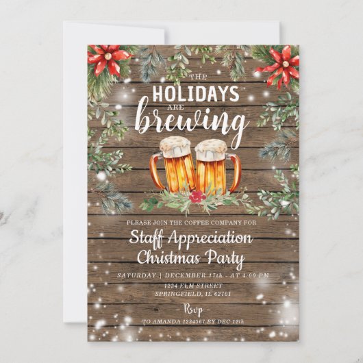 カクテルウ素朴ィードクリスマススタッフホリデーパーティー 招待状 (正面)