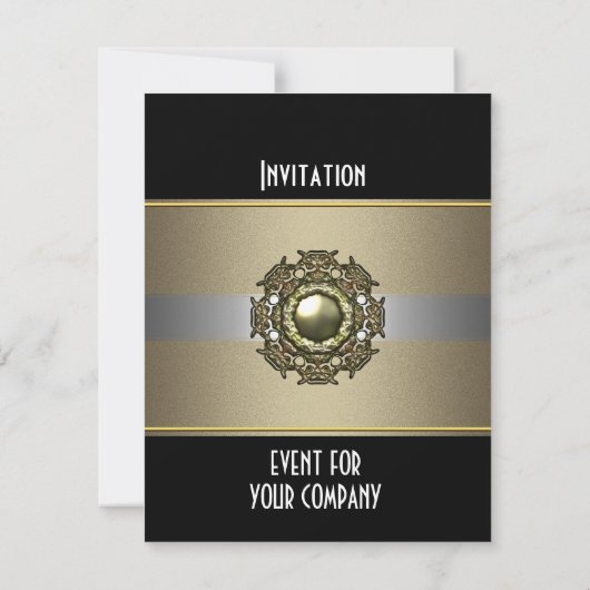 カクテルエレガントパーティーブラックシルバーブロンズ 招待状 (裏面)