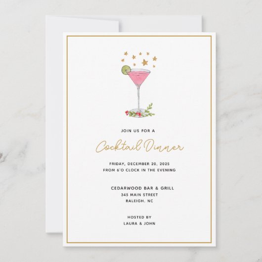 カクテルエレガントホリデーパーティー招待状 案内状 (正面)