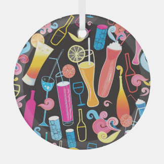 カクテルカラフルグラフィックシームレスパターン ガラスオーナメント