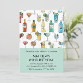 カクテルカラフルドリンクシャンパン82歳の誕生日 招待状 (スタンド正面)