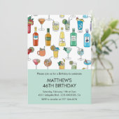カクテルカラフルドリンクChampgne 46歳の誕生日 招待状 (スタンド正面)
