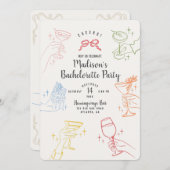 カクテルカラフルパーティーバチェロレッテ招待状 (正面/裏面)