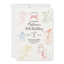 カクテルカラフルパーティーバースデーパーティー招待状