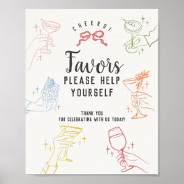 カクテルカラフルパーティーレトロウィズサイン ポスター