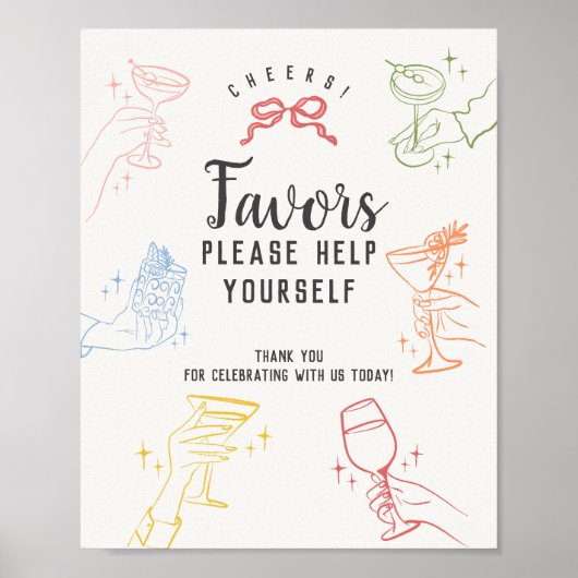 カクテルカラフルパーティーレトロウィズサイン ポスター (正面)