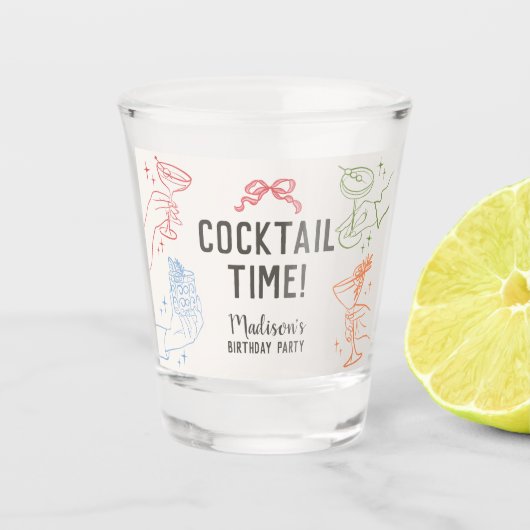 カクテルカラフルパーティーレトロ誕生日の好意 ショットグラス (正面)