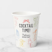 カクテルカラフルパーティーレトロ誕生日パーティー 紙コップ (裏面)