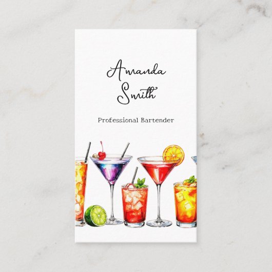 カクテルカラフルプロフェッショナルバーテンダービジネス 名刺 (正面)