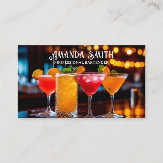 カクテルカラフルプロフェッショナルバーテンダービジネス 名刺 (正面)