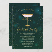 カクテルガラススターズグリーンクリスマスパーティー 招待状 (正面/裏面)