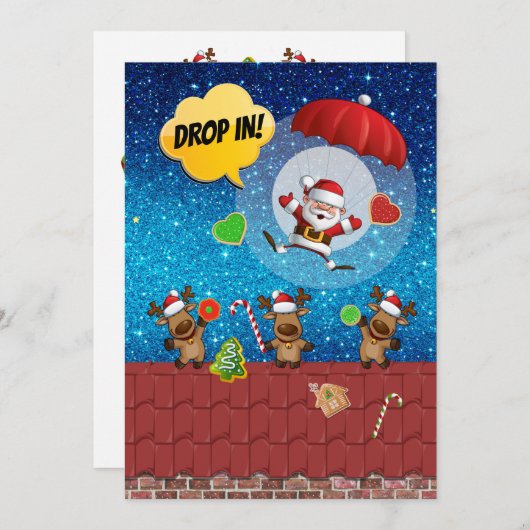 カクテルクリスマスの招待状なしで#2にドロップイン 招待状 (正面/裏面)