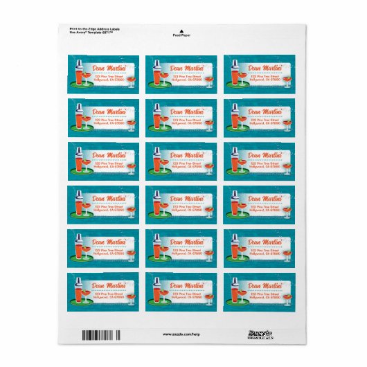 カクテルクリスマスカード住所 シール (フルシート)