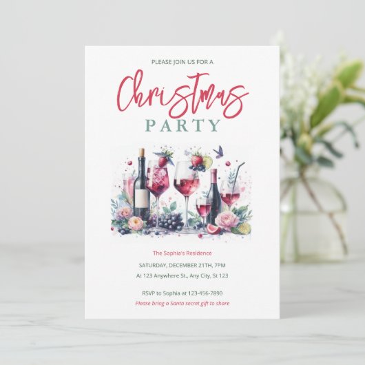 カクテルクリスマスパーティの招待状 招待状 (スタンド正面)