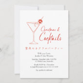 カクテルクリスマスパーティーレッドマルティーニミニマル 招待状 (正面)