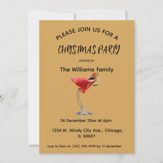 カクテルクリスマス招待状 招待状 (正面)