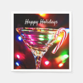 カクテルグラスにクリスマスキャンディーのパーティー スタンダードカクテルナプキン (正面)