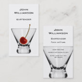 カクテルグラスのさくらんぼのプロフェッショナルのバーテンダー 名刺 (正面/裏面)