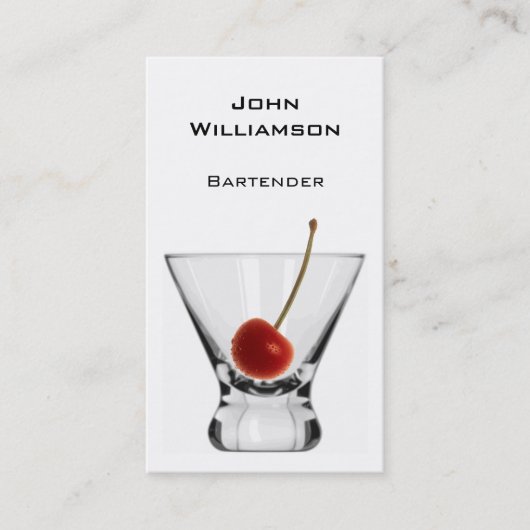 カクテルグラスのさくらんぼのプロフェッショナルのバーテンダー 名刺 (正面)