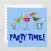 カクテルグラスのパーティの招待状 招待状 (正面/裏面)