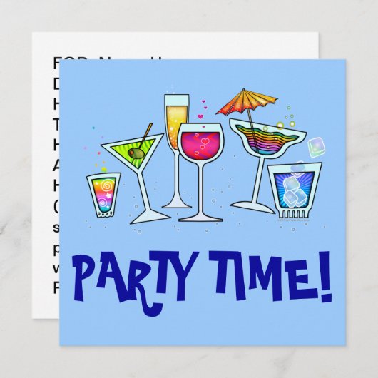 カクテルグラスのパーティの招待状 招待状 (正面/裏面)
