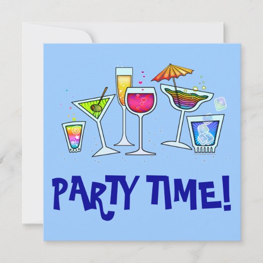 カクテルグラスのパーティの招待状 招待状 (正面)