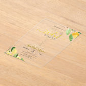 カクテルグラスレモンフルーツブライダルルンチョン アクリル招待状 (レイダウン)