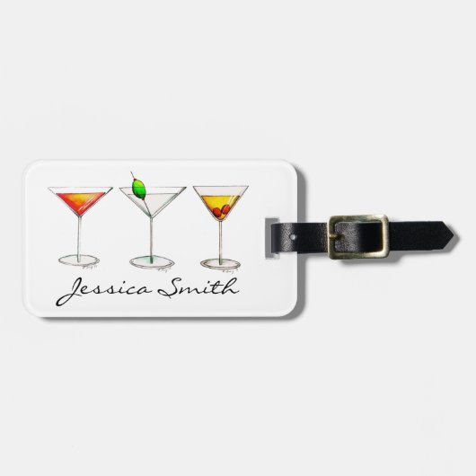 カクテルグラス混合ドリンクマルティニコスモマンハッタン ラゲッジタグ (正面横)