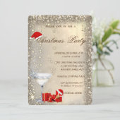 カクテルグラス サンタ帽 プレゼント クリスマスパーティー 招待状 (スタンド正面)