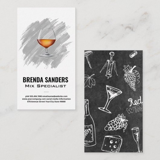カクテルグラス |芸術的ブ絵を描ラシ線 名刺 (正面/裏面)