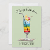 カクテルグリーンクリスマスカード 招待状 (正面)