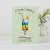 カクテルグリーンクリスマスカード 招待状 (スタンド正面)
